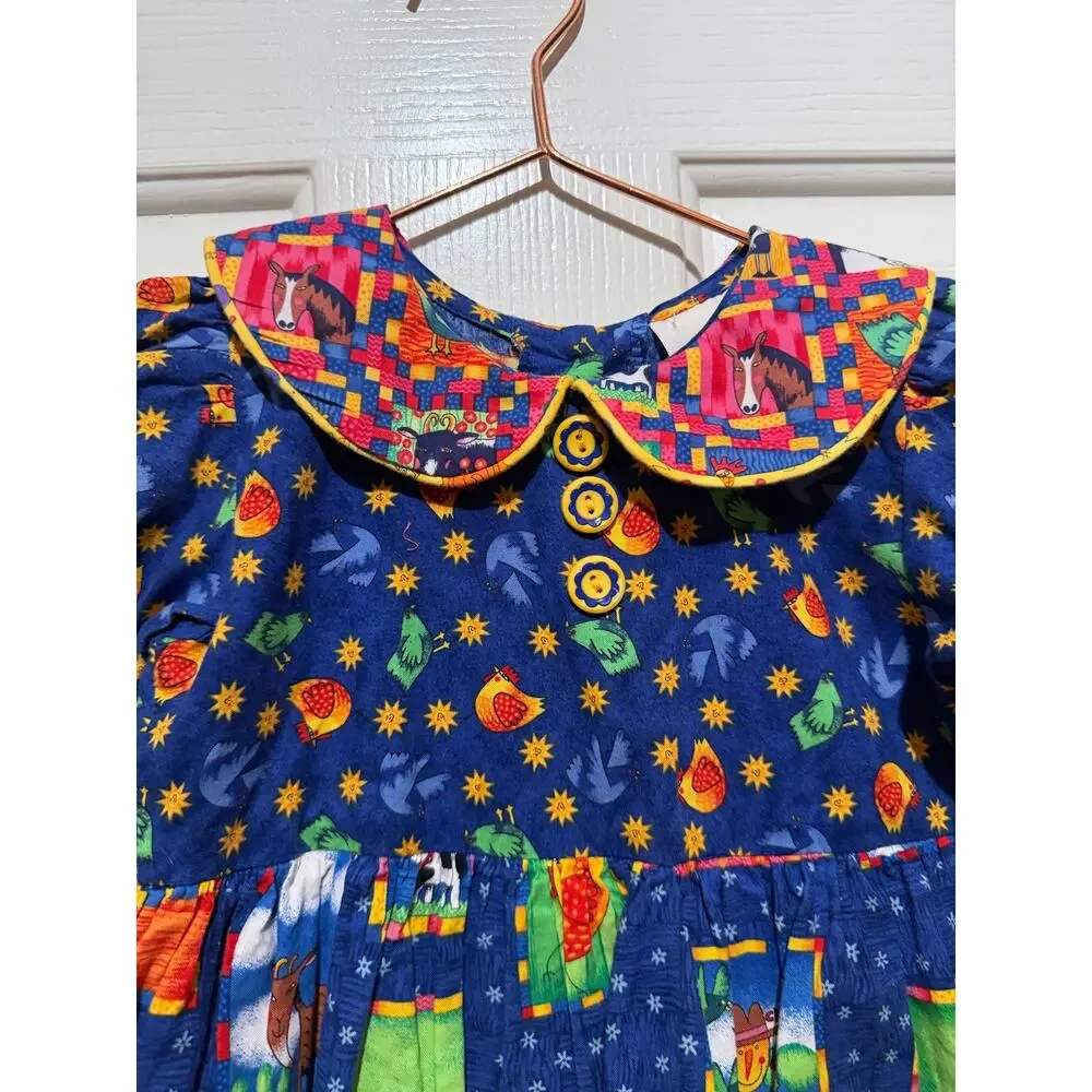 Vintage girls toddler Chicken Noodle Set Size 4T colorful farm 80s 90s