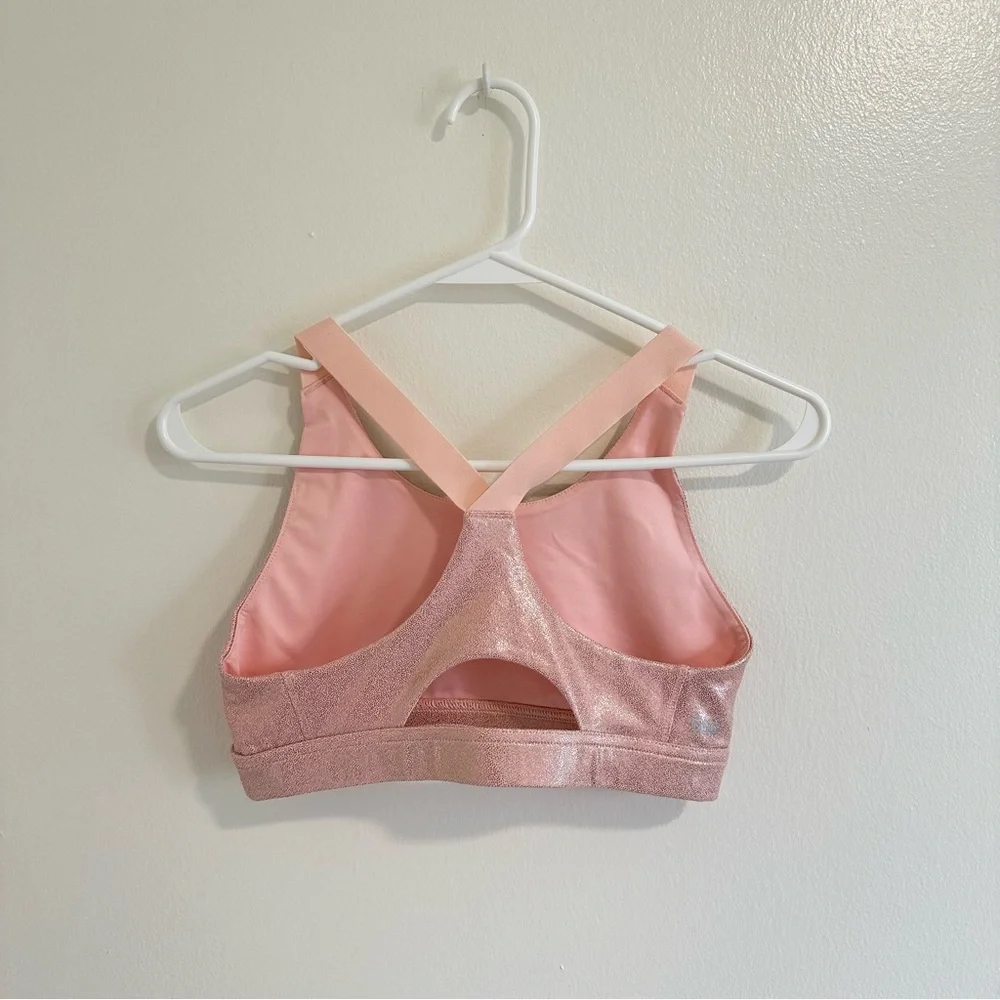 DSG Pink Shimmery Girls Active Crop Top & Leggings Set