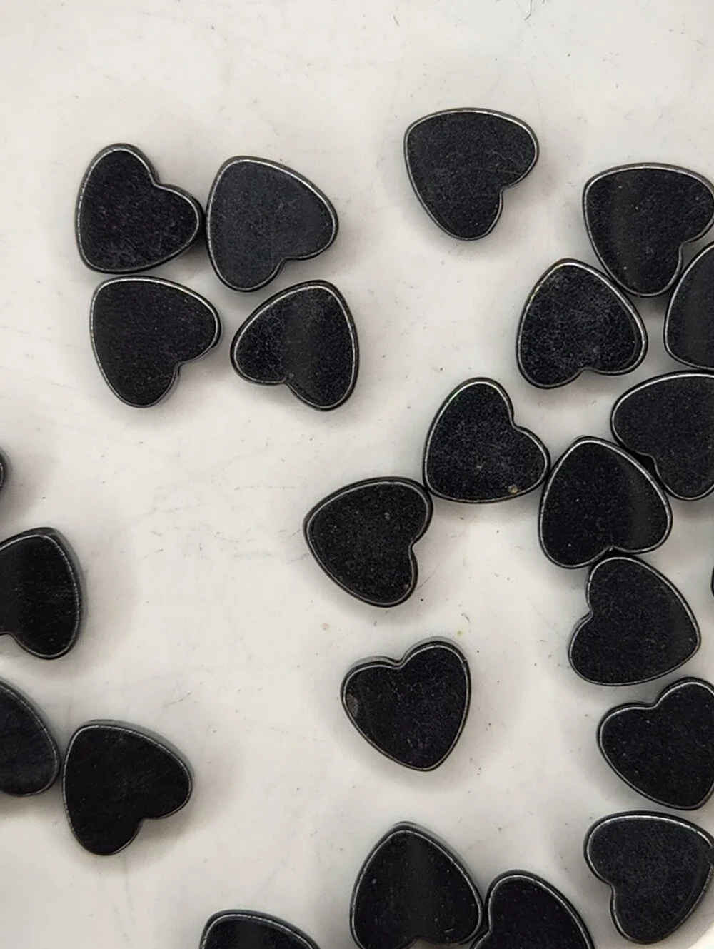 Hematite 6mm Flat Heart Beads Black 25 Count