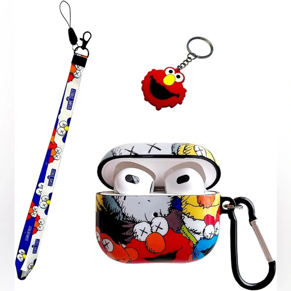 Airpod Cover Plus Lanyard‎ & Keychain Set Sesame Street Theme