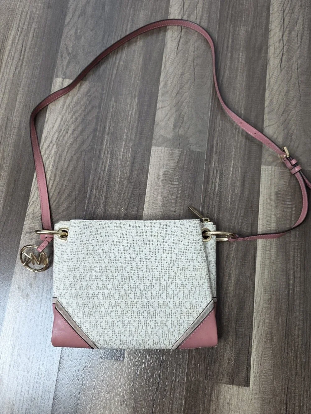 Michael Kors Nicole Triple Compartment Crossbody Bag Vanilla Pink Soft Girl Chic