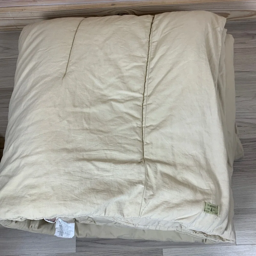 Ralph Lauren Chino Comforter Twin Khaki Tan 90s USA Cotton Heavyweight Prep‎ Bed