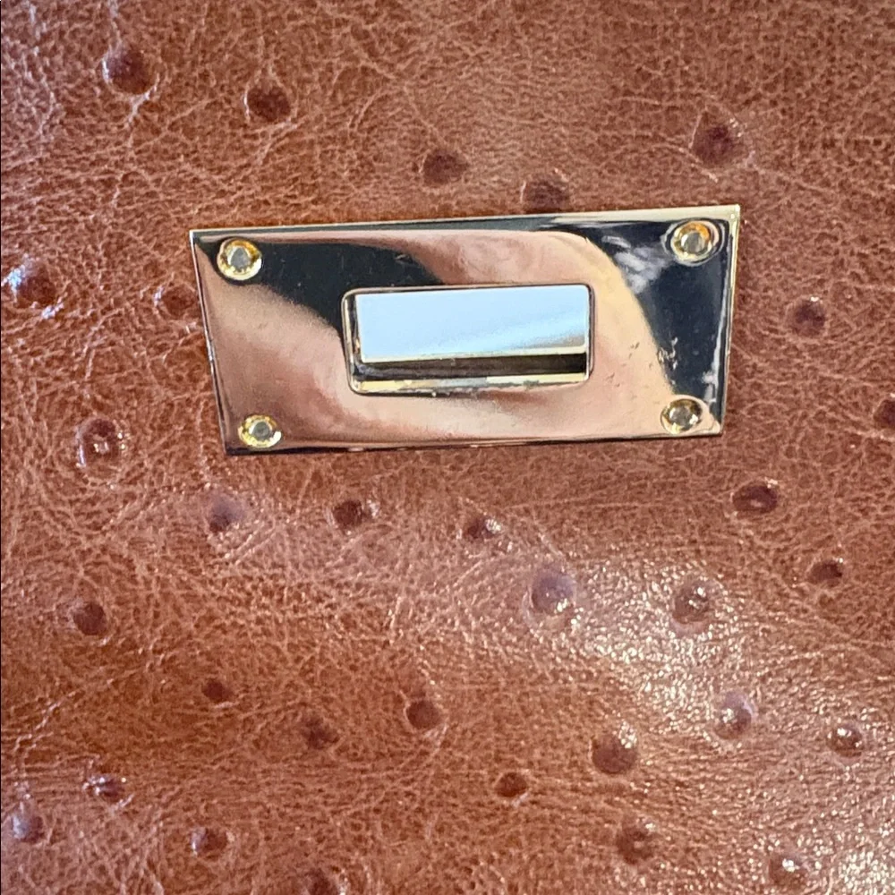 Classic Brown Top-Handle Ostrich-Texture Women's Bag