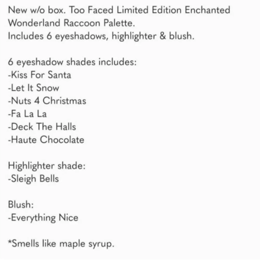 Too Faced Enchanted Wonderland RACCOON Palette NWT