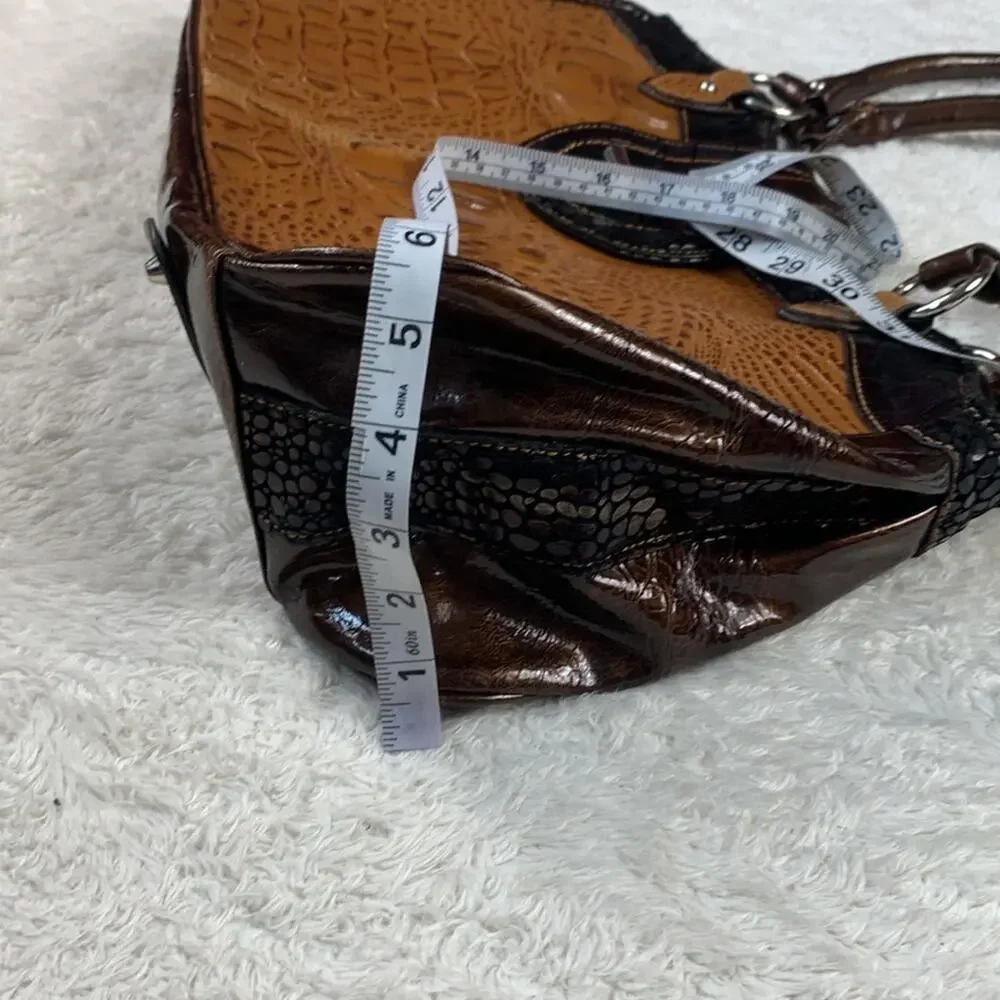 MC Marc Chantel Croco embossed large‎ faux leather satchel shoulder bag