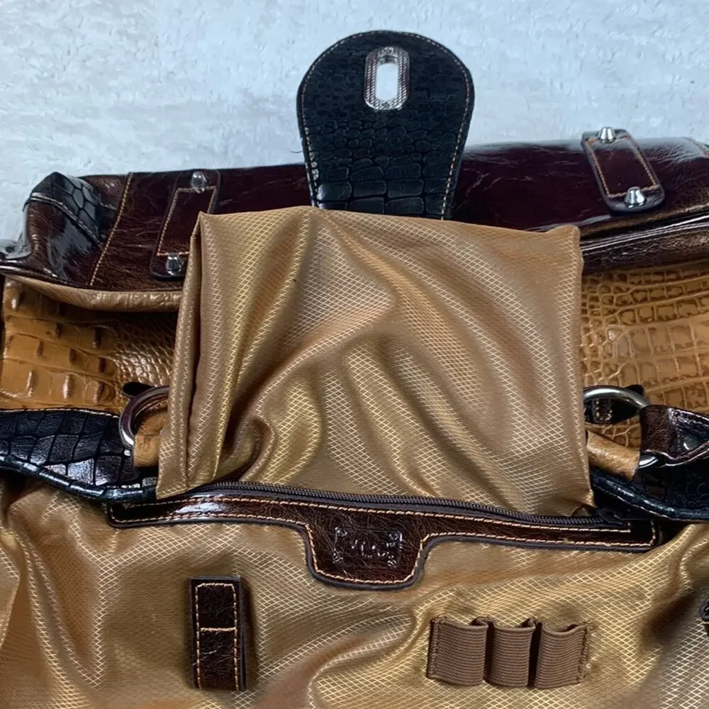 MC Marc Chantel Croco embossed large‎ faux leather satchel shoulder bag