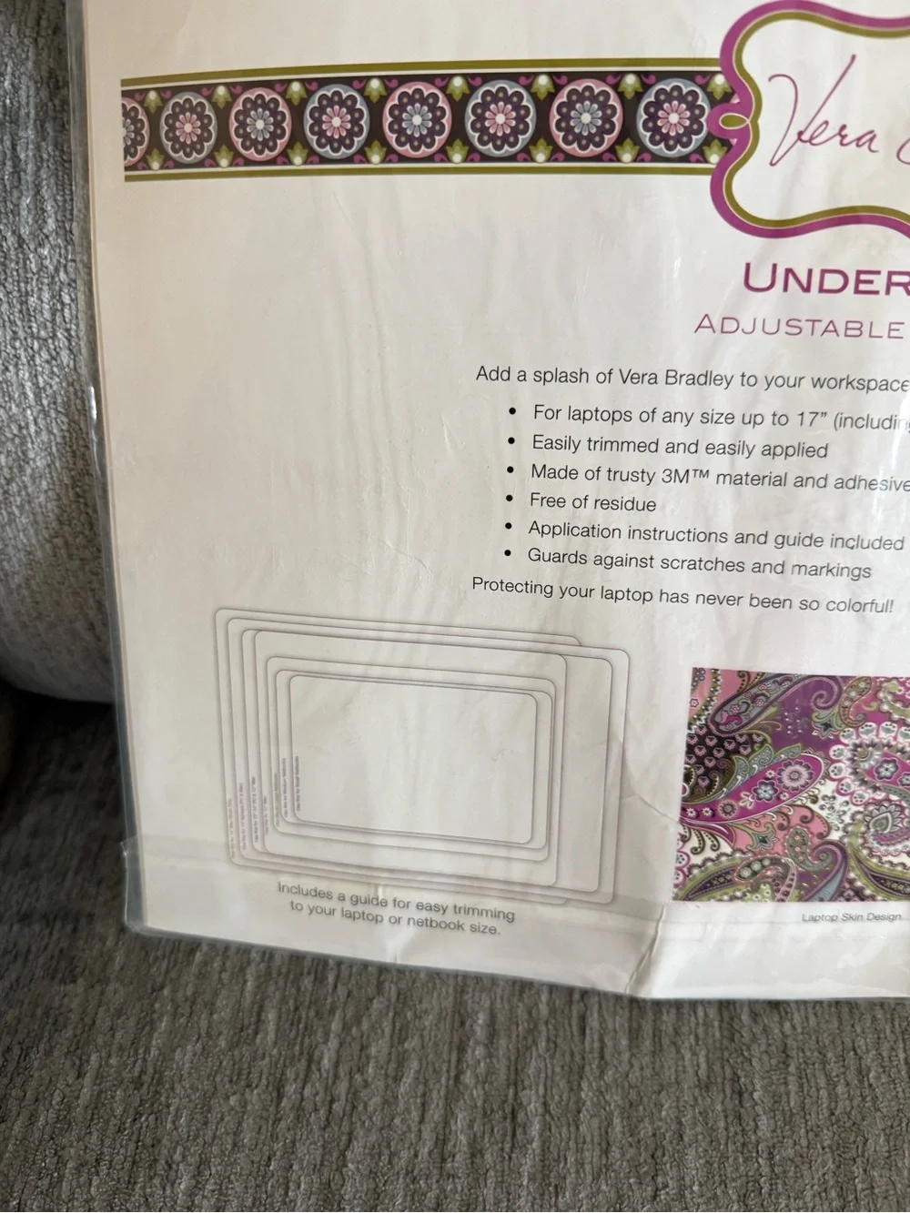 Vera Bradley under cover adjustable laptop skin (laptops of any size up to 17”)
