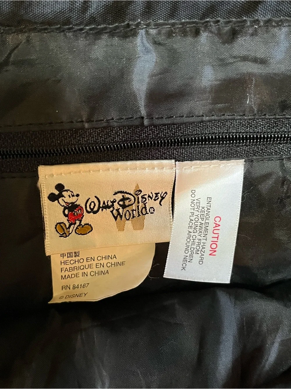Vintage Disney Black Drawstring Backpack with Embroidery