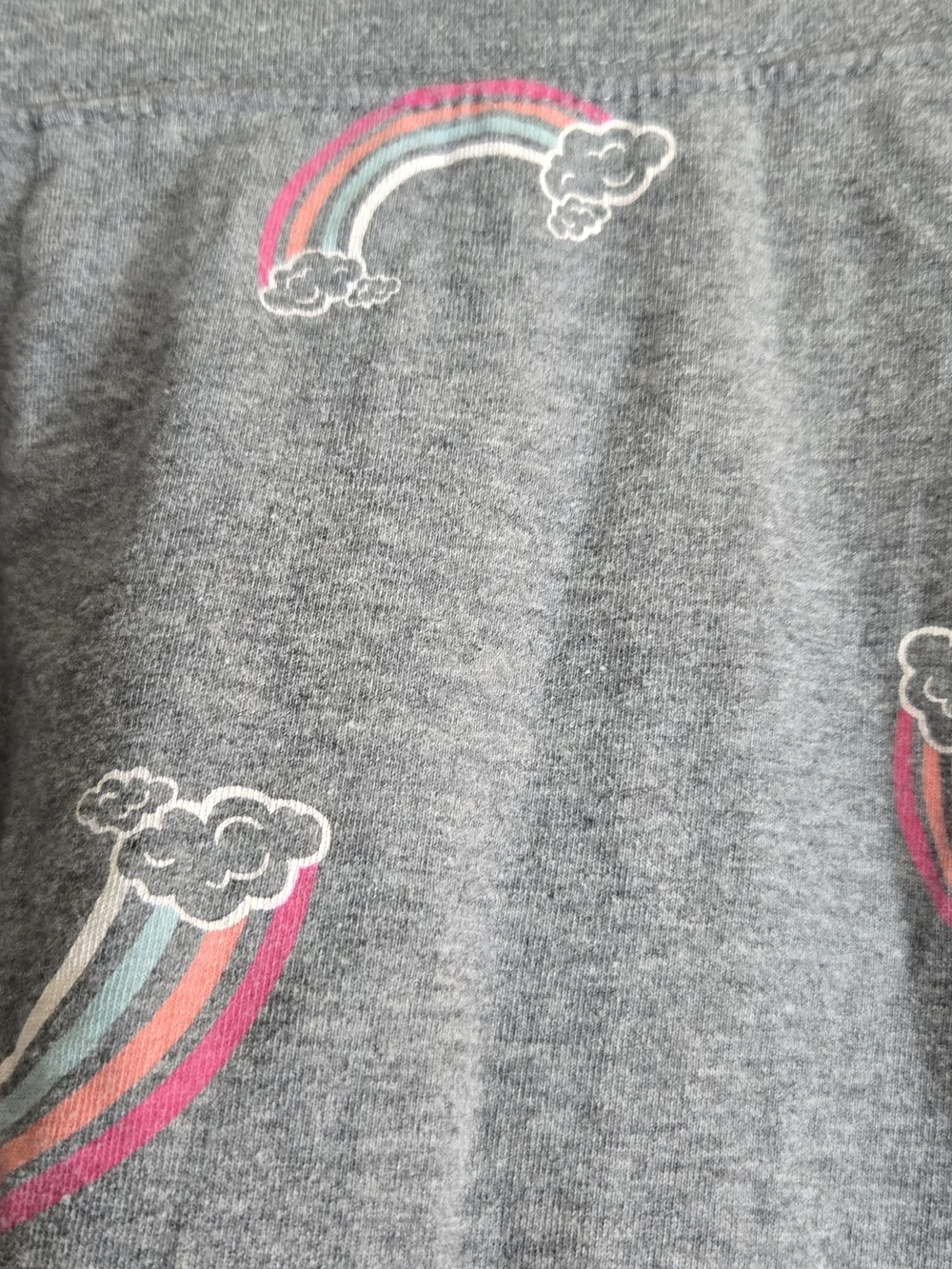 Justice Grey Leggings with Pink & Blue Rainbow Clouds #564