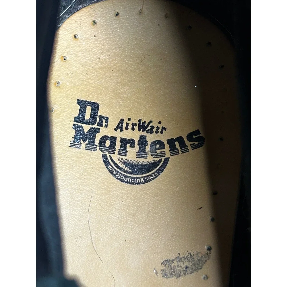Dr. Martens 939 6-Eye Black Leather Padded Collar Boots Mens 6 Women 7 AW004