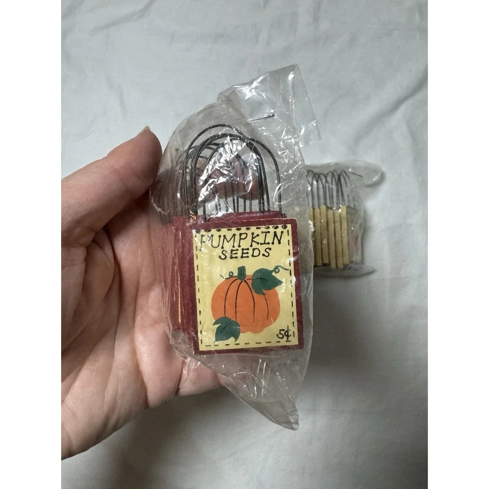 Mini 1.5 Inch Wooden Pumpkin Seed Fall Craft Signs Lot Of 24 New Autumn