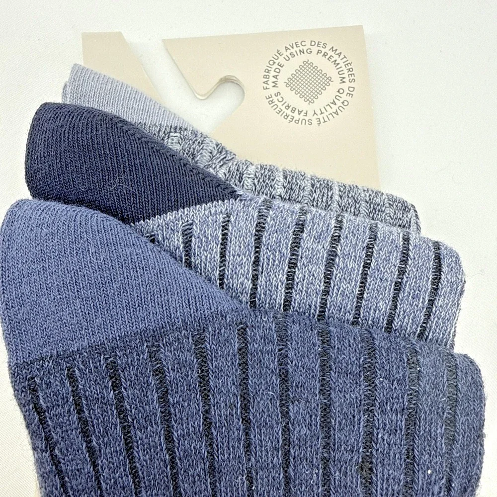 Folk Men's 3 Pack Striped Crew Socks Size 8-12 Quiet Luxury Academia Business