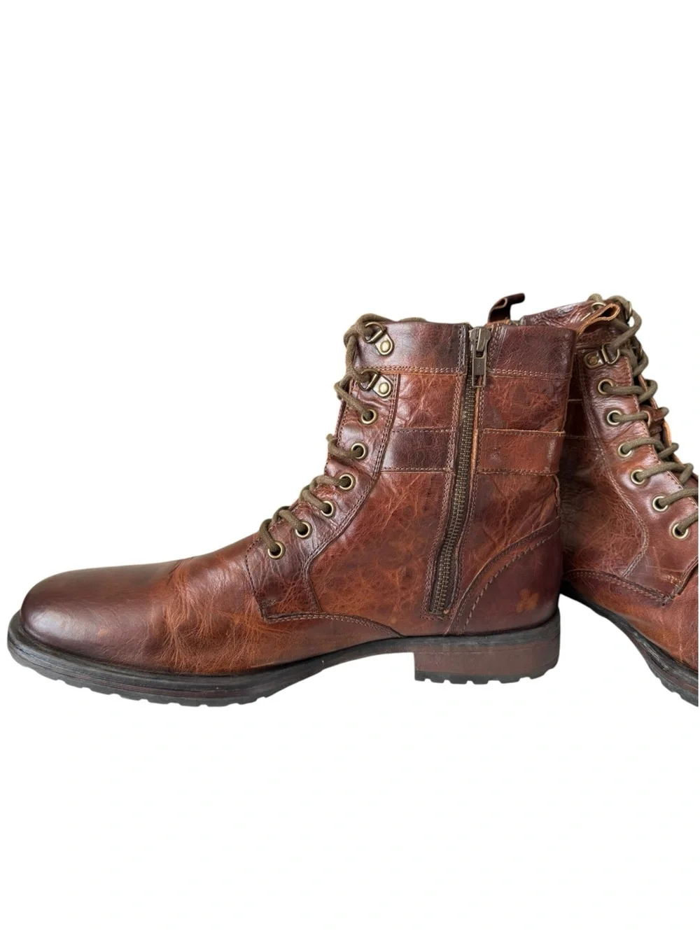 Aston Grey Rockcastle 2 Brown Leather Combat Moto Boots Size 12