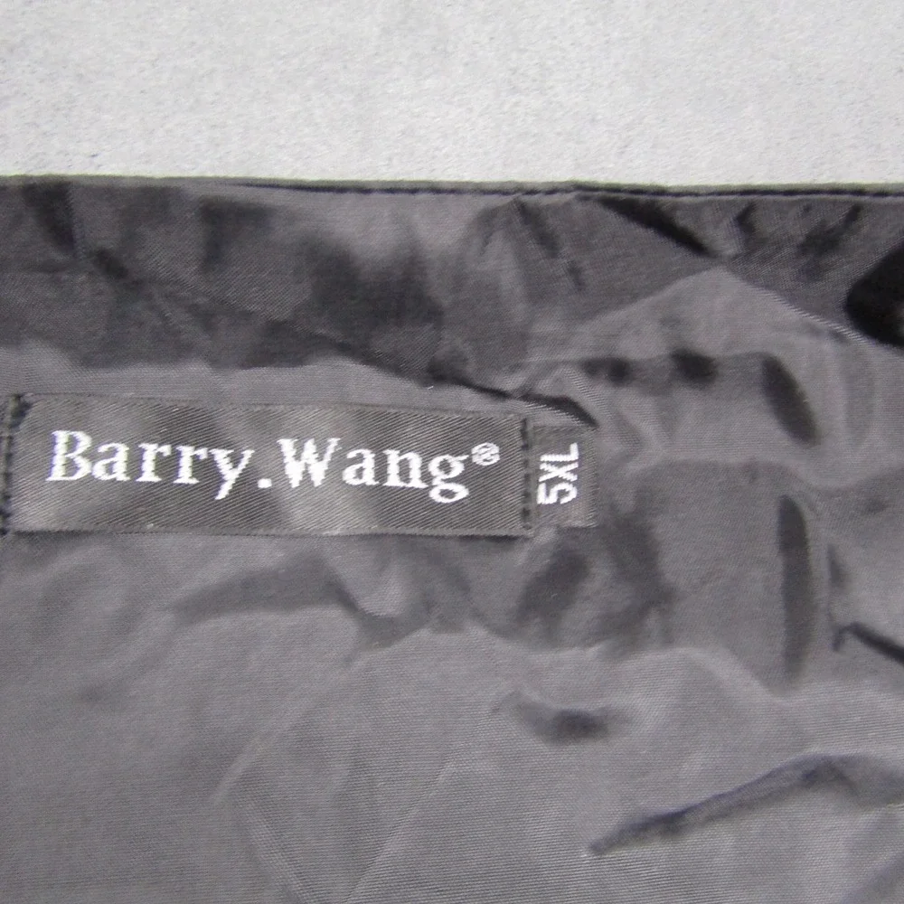 Barry Wang Suit Vest Men 5XL Black Silver Damask Paisley Formal Waistcoat