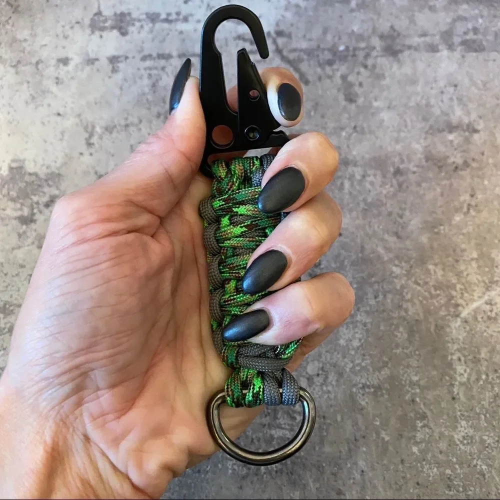 Paracord Keychain Handmade USA Unisex Sporty King Cobra Green Grey NEW