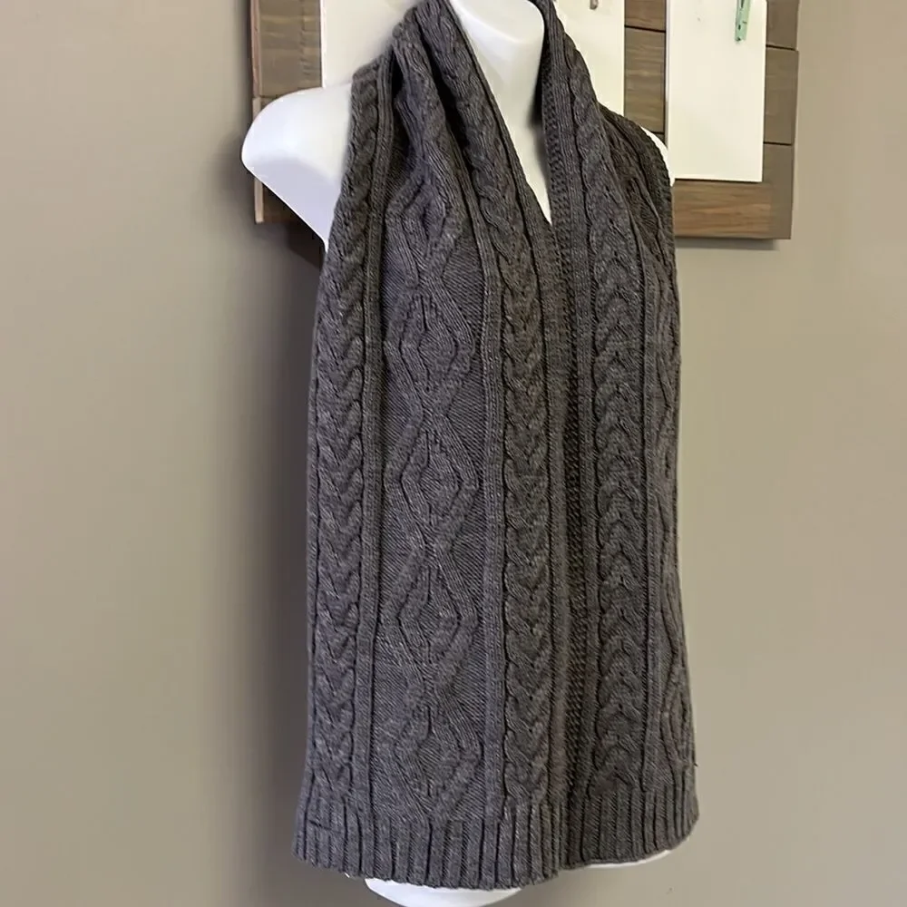 Dark Gray Cable knit Winter Acrylic Scarf- Unisex