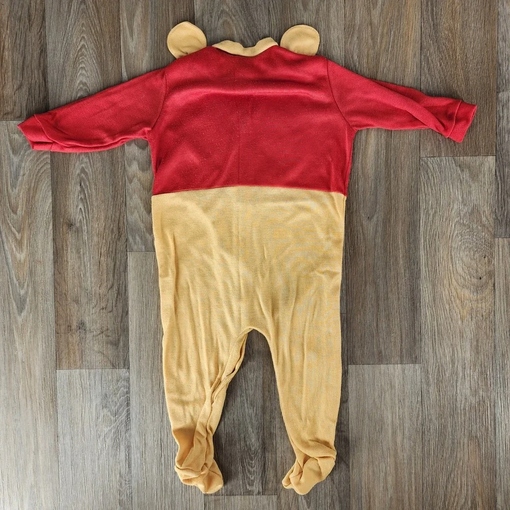 Disney Winnie the Pooh Vintage‎ Footed Sleeper Bib 6-9 Months Red Yellow