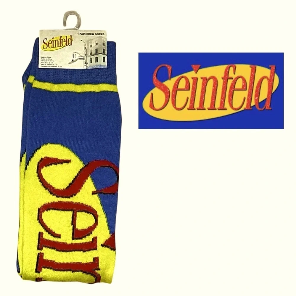 Seinfeld Novelty Crew Socks Nostalgic TV Show Unisex Women 7-13 Men 6-12 New NWT