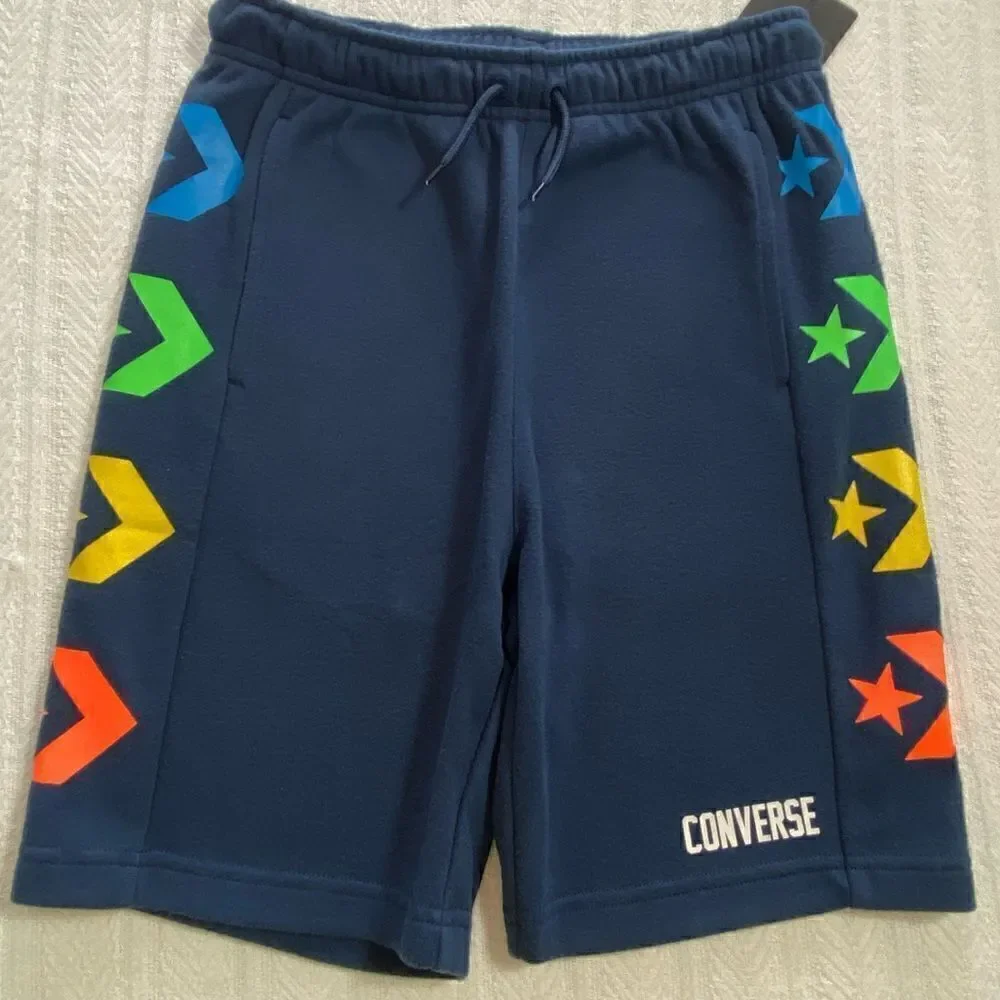 CONVERSE BOYS NAVY French Terry Shorts with side panel design NWT