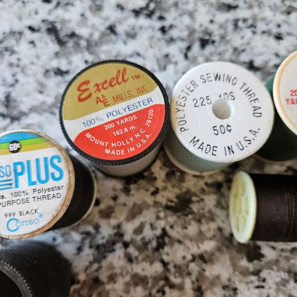 Vintage Sewing Thread Lot of 9 Spun Polyester Trusew Murphy Mart Mixed Colors