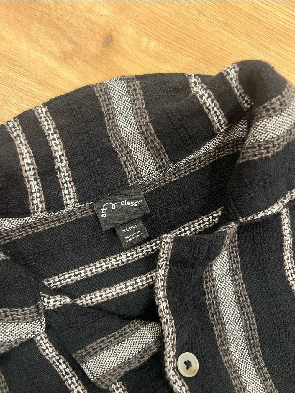 art class Black & Gray Striped Kids Pajama Set