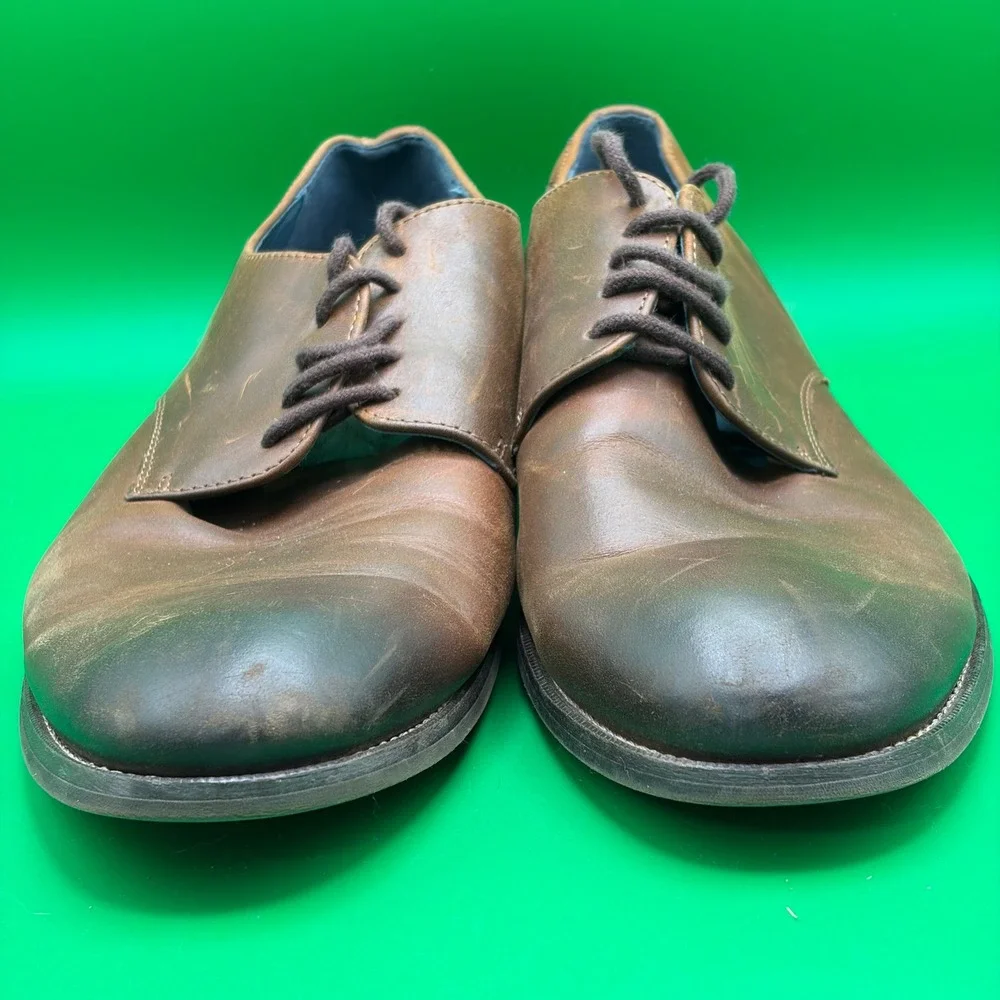 Blake McKay York Oxford Mens 10.5 Brown Leather Plain Toe Derby Dress Shoes