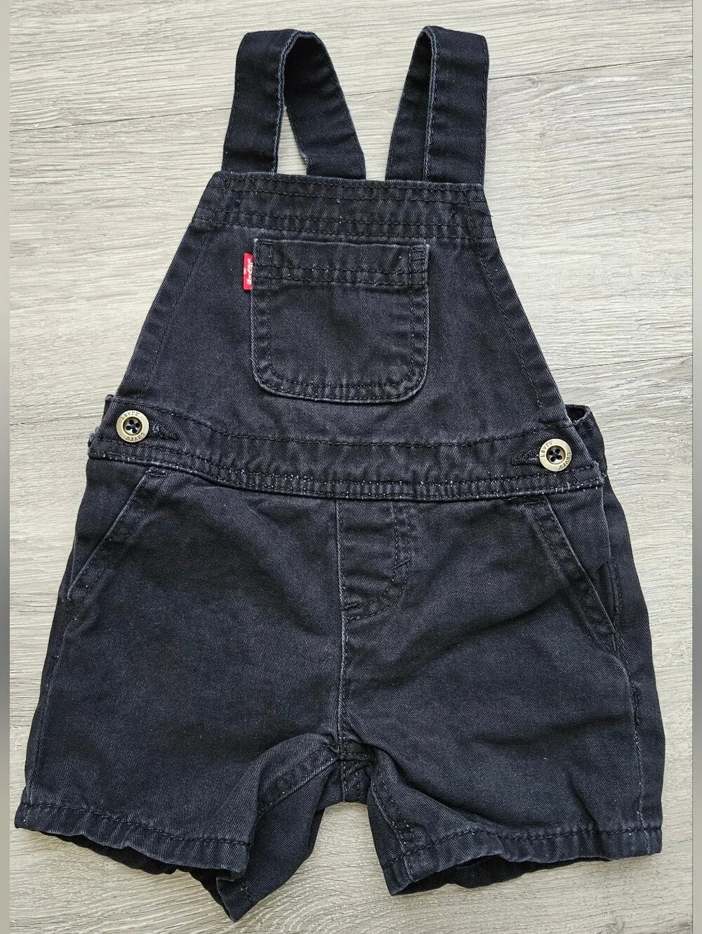 Levi's Infant Baby Black Denim Shortalls Size 12 Months