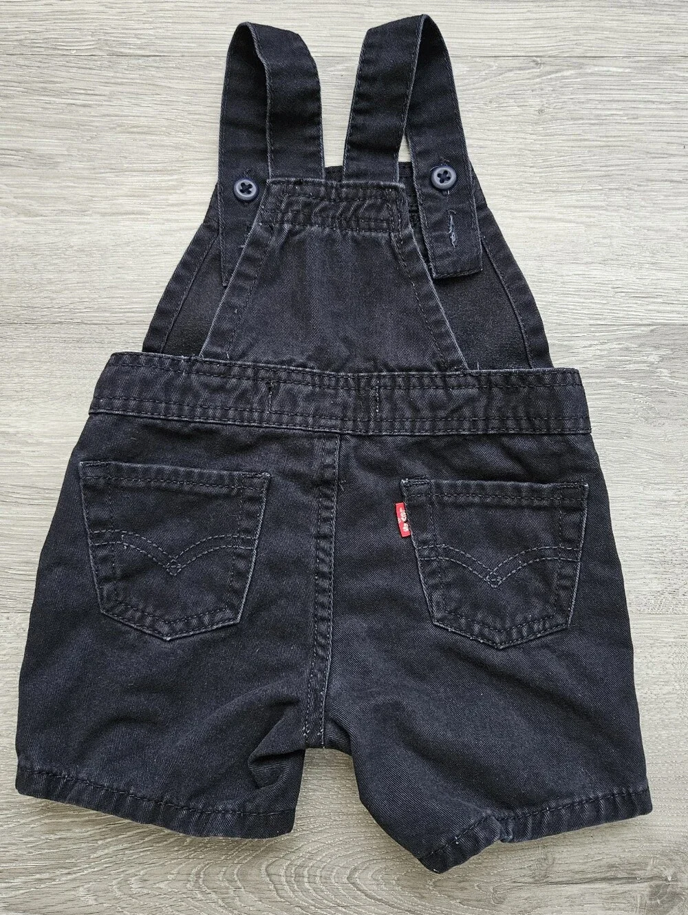 Levi's Infant Baby Black Denim Shortalls Size 12 Months