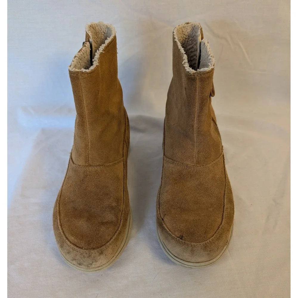 Sorel Explorer Zip Women's 6.5 Camel Brown Suede Moc Toe Winter Boots Boho Indie