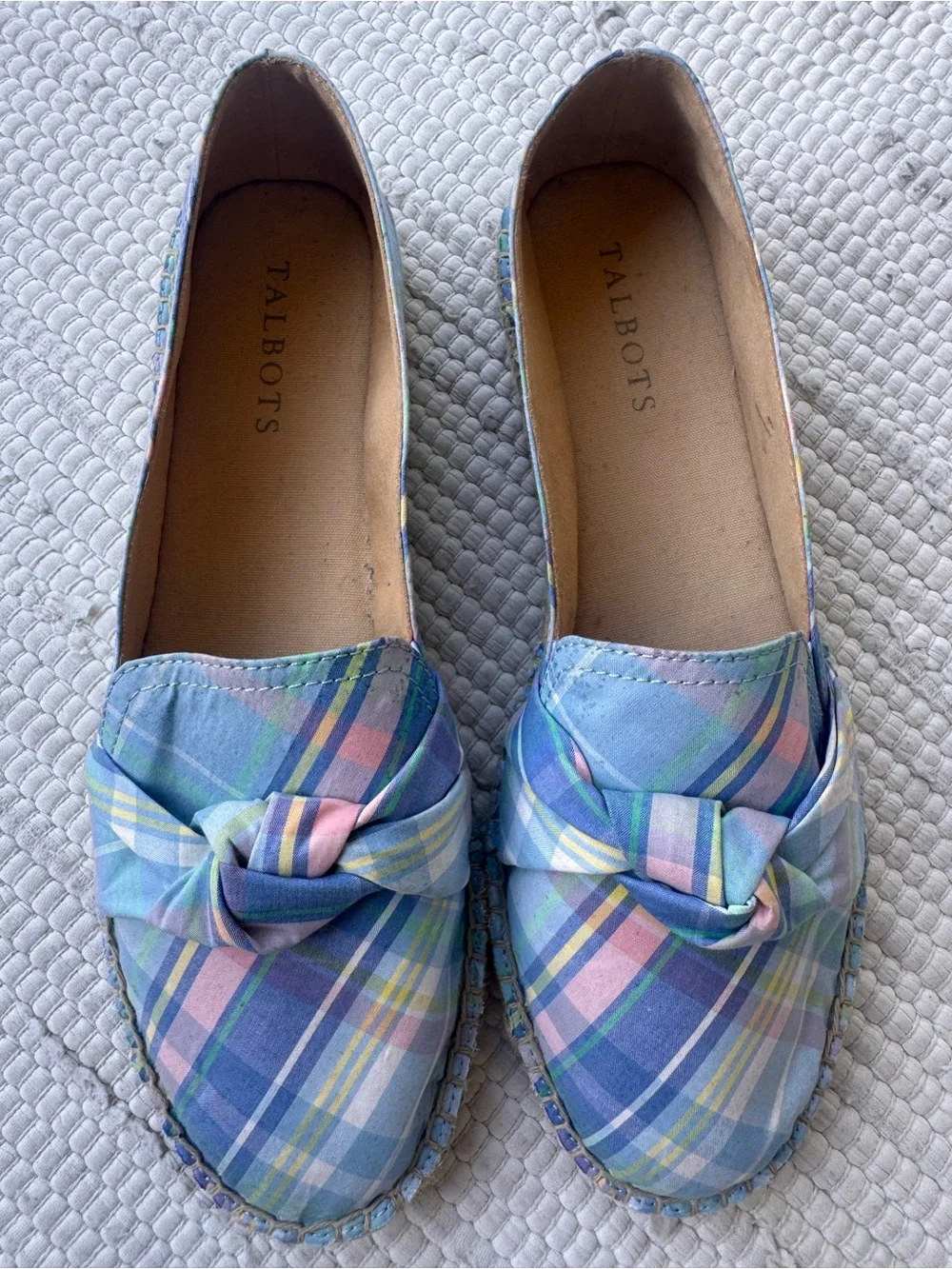 Talbots Pastel Plaid Espadrille Loafers in Blue, Pink, Yellow