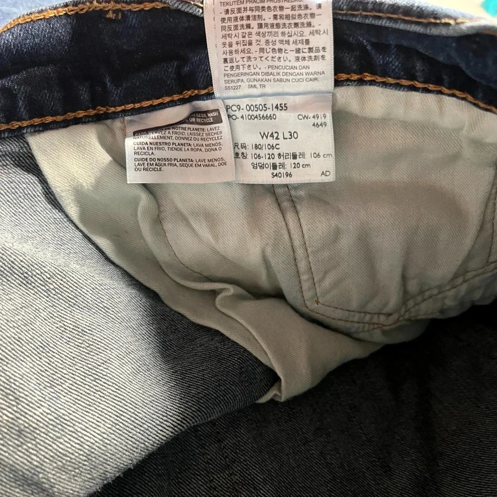 Levi's 505 Jeans Mens 42x30 Blue Denim Stretch Pockets Medium Wash‎ Straight Leg