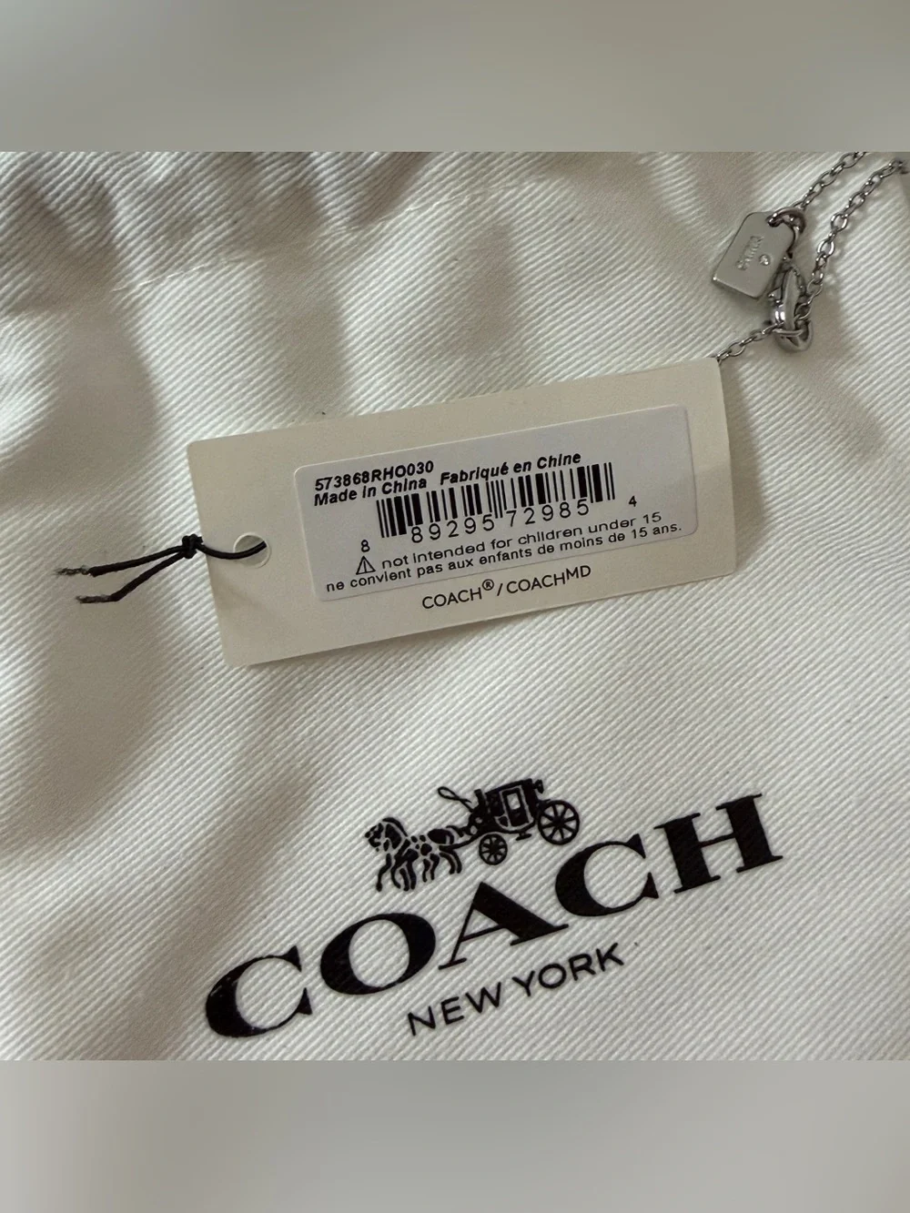 Coach silver heart pendant necklace