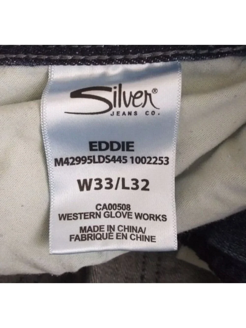 Silver Eddie Men's Distressed Whiskered Bootcut Jeans Size 33x32
