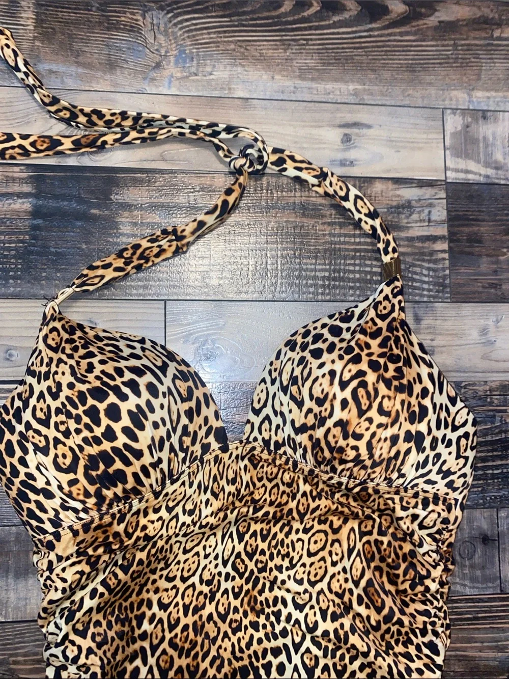 Victoria's Secret Leopard Print One-Piece Swimsuit in Tan and Black
