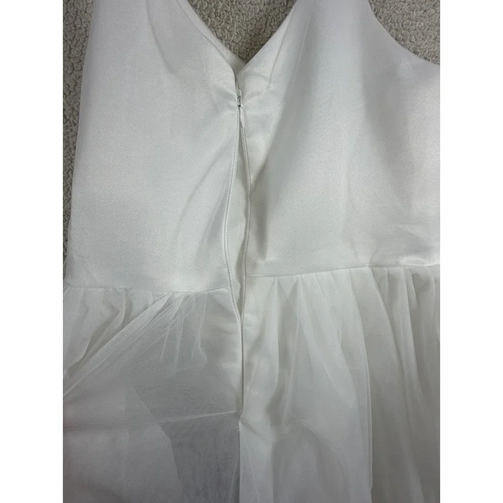 Girls White Tulle Formal Dress Size 130 8-9 Wedding Flower Girl Communion Socks
