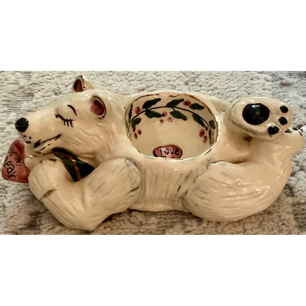 Blue Sky‎ Heather Goldminc Polar Bear Tea Light Holder 2001 Christmas Collection