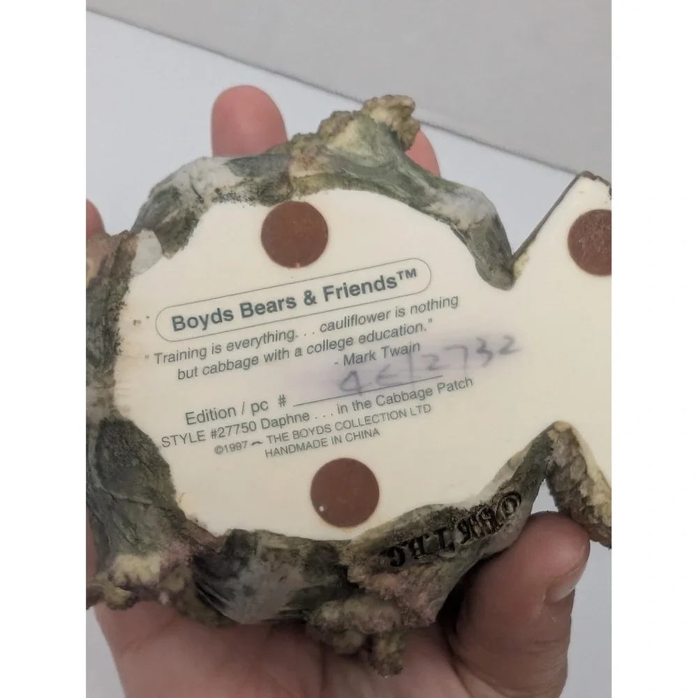 Boyds Bears Daphne In the Cabbage Patch Candle‎ Holder Figurine 27750 1997