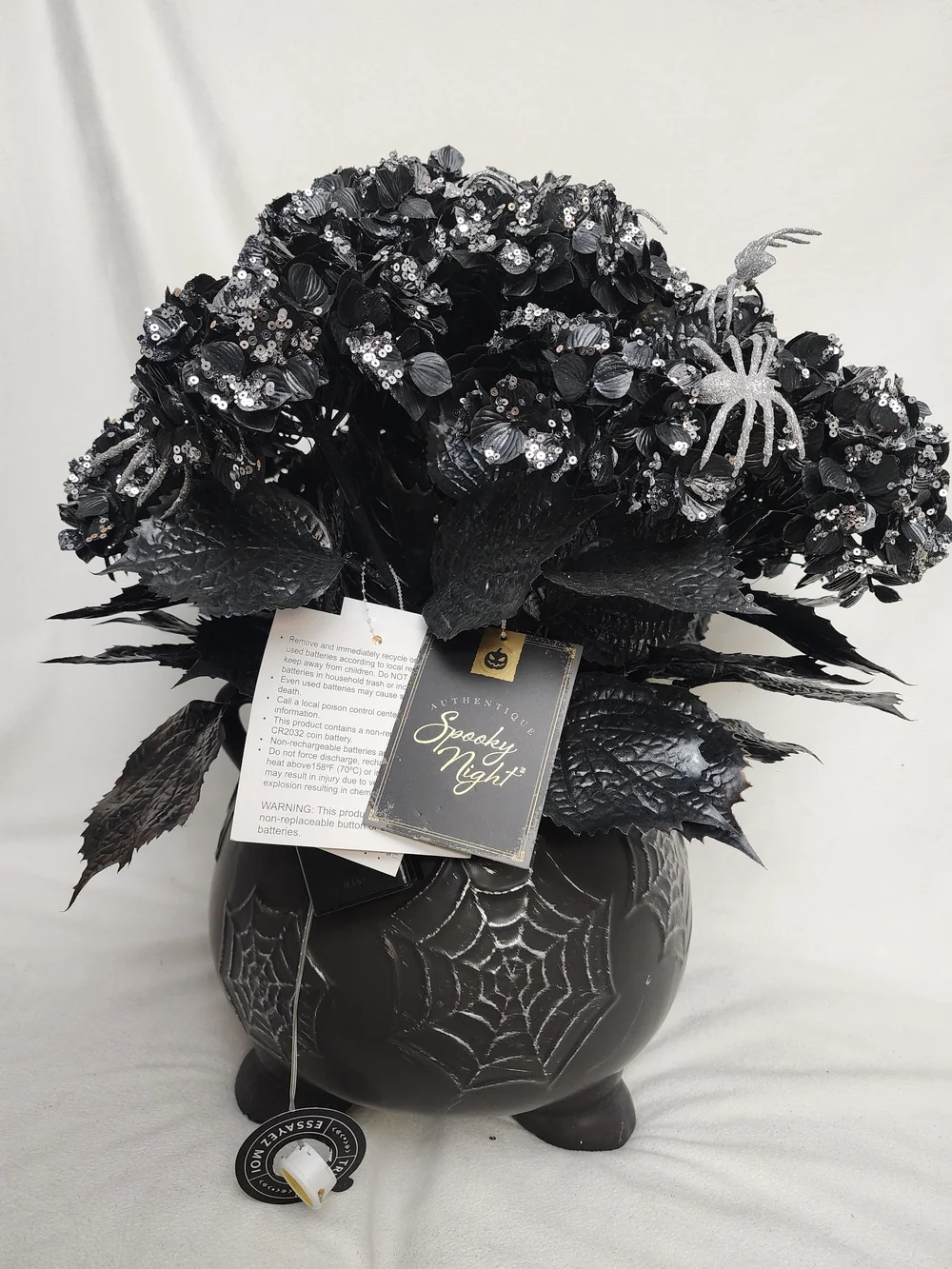 Spooky Night Black Halloween LIGHTUP Floral Arrangement by