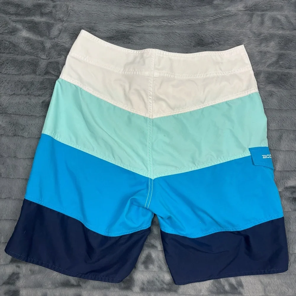 Body Glove Mens Board Shorts Size 30 Blue White Colorblock Swim Trunks 49610