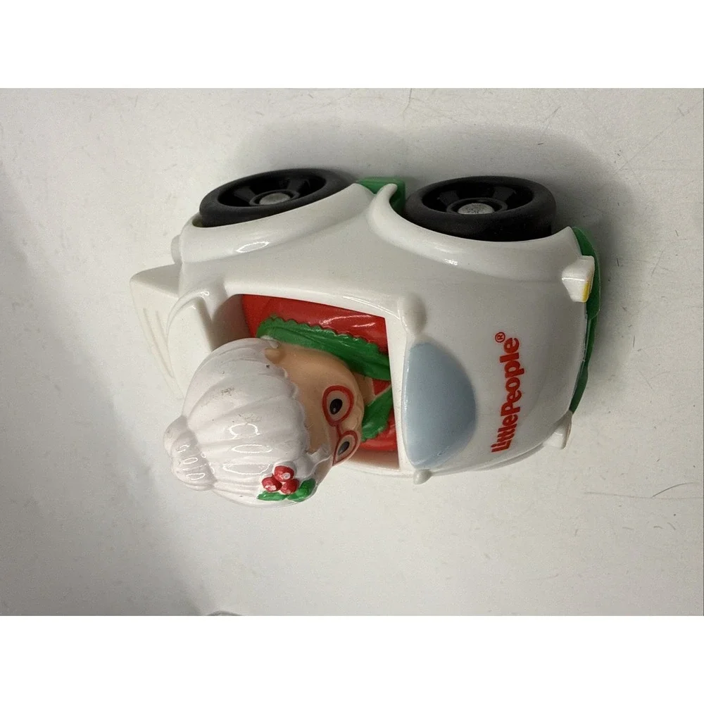 Fisher Price Little People Christmas Mrs Claus Wheelies White Car RARE‎