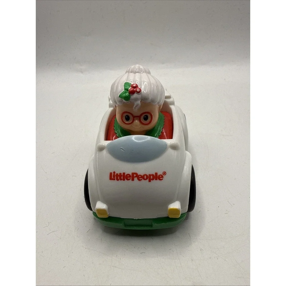 Fisher Price Little People Christmas Mrs Claus Wheelies White Car RARE‎