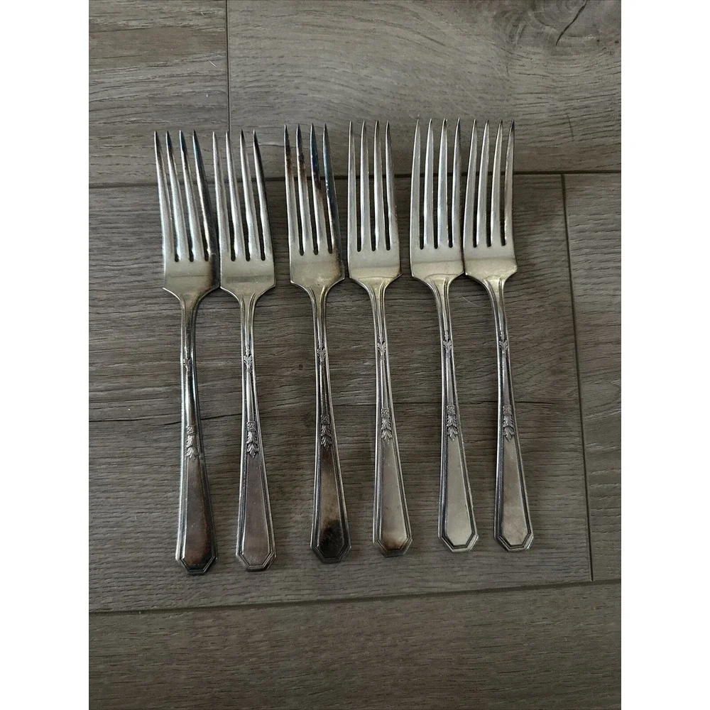 6 PCs INTERNATIONAL SILVER Mayfair Dinner‎ Forks Silverplate Silver Plate Rogers