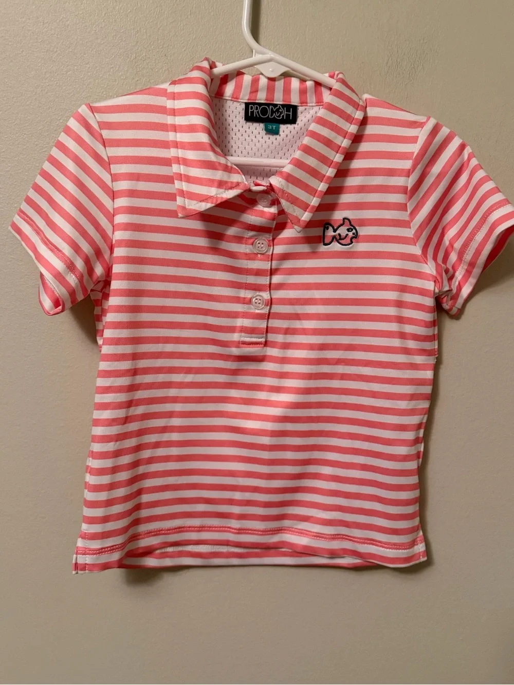 Prodoh Peach & White Striped Polo Shirt