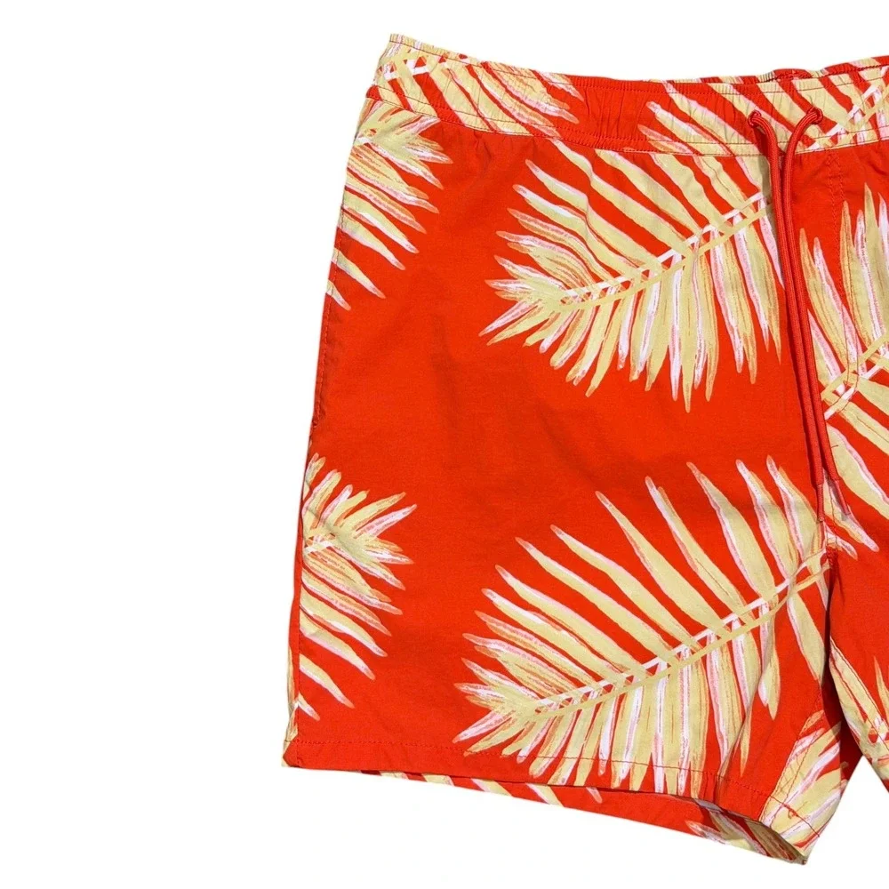 Brixton Tropical Palm Print Swim Board Shorts Orange 5