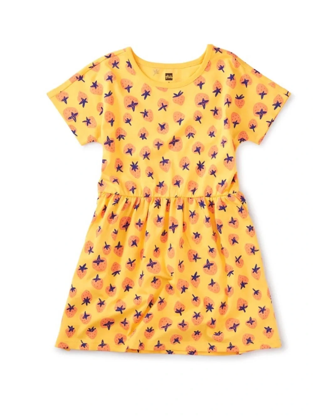 Tea Collection Girls Yellow Strawberry Short Sleeve Cotton Twirl Dress Size‎ 6