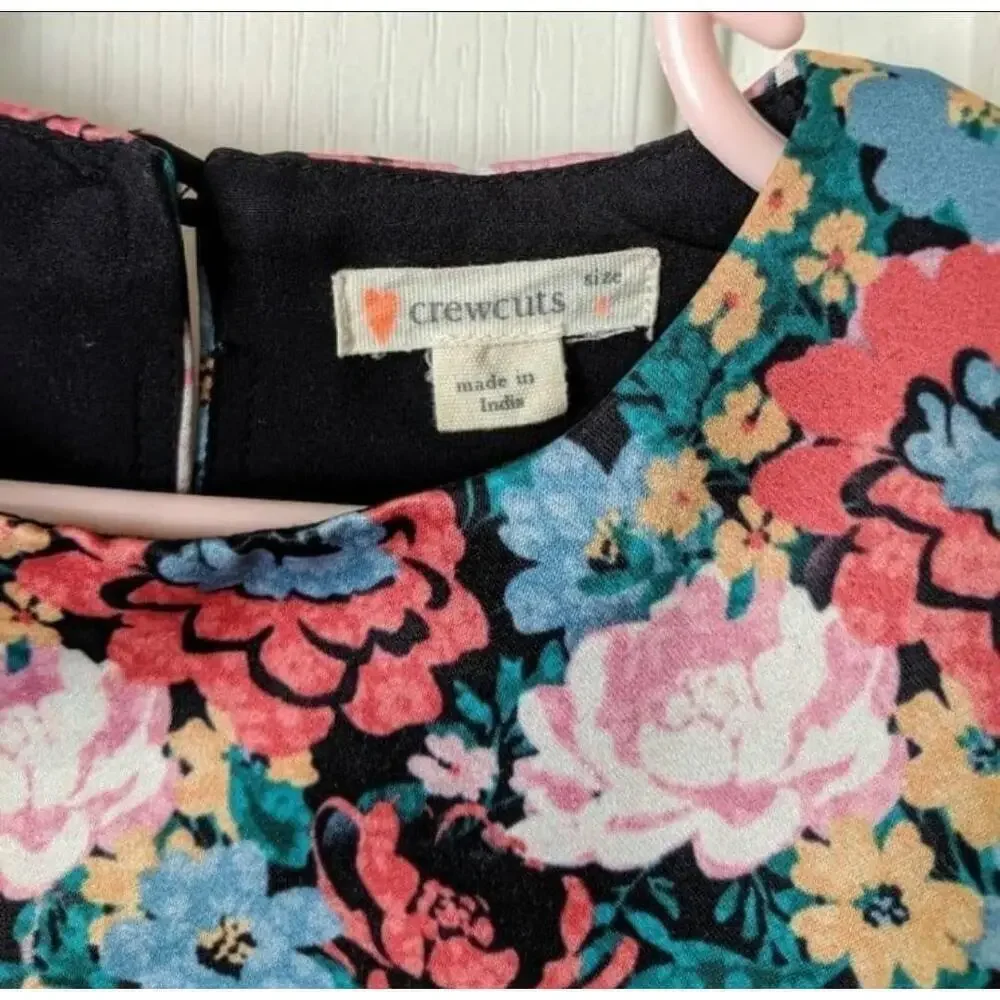 Crewcuts Girls Leopard Floral Party Dress Ruffled Sleeves 4T