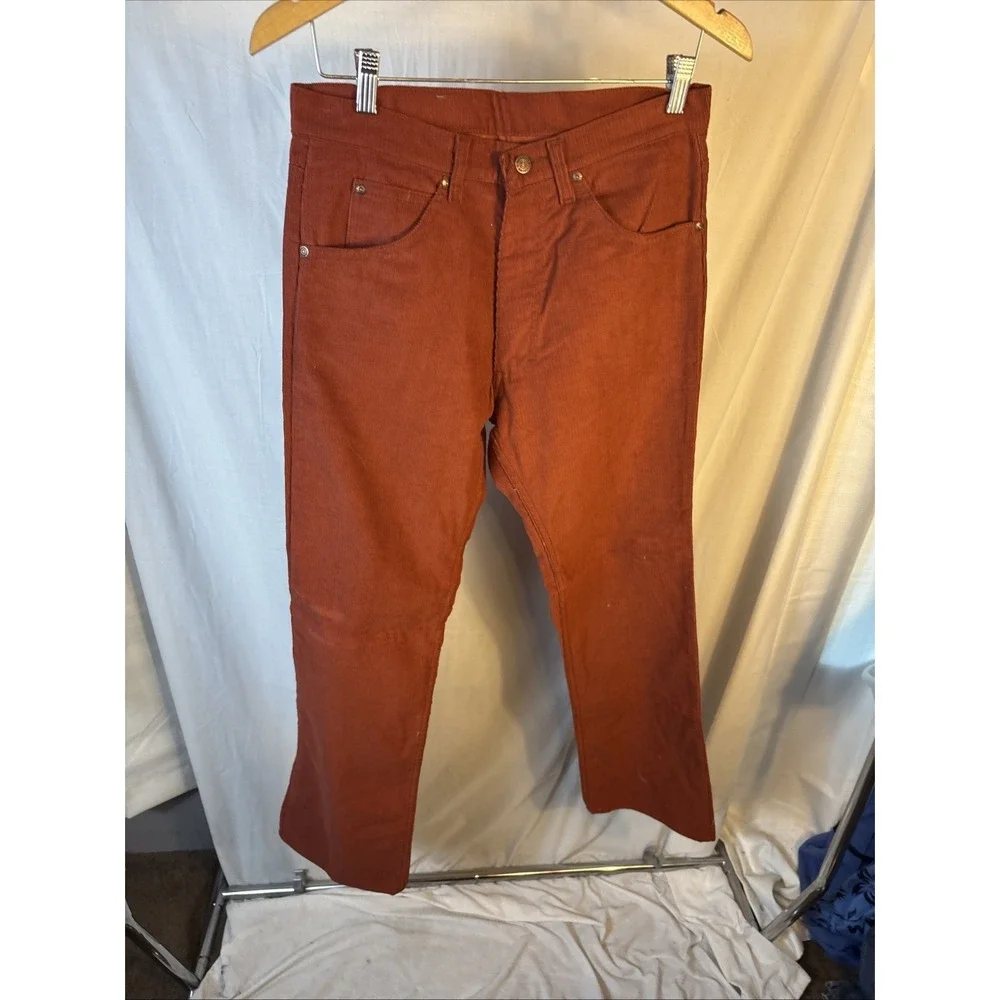 Vintage Genuine‎ Roebucks Pants Men's 30x33 1980 's Red Corduroy Flares
