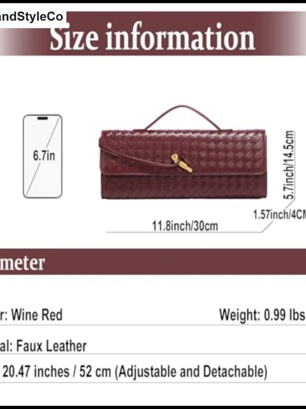 Women Vegan Leather Woven Evening Clutch Purse with Removable Strap Convertible