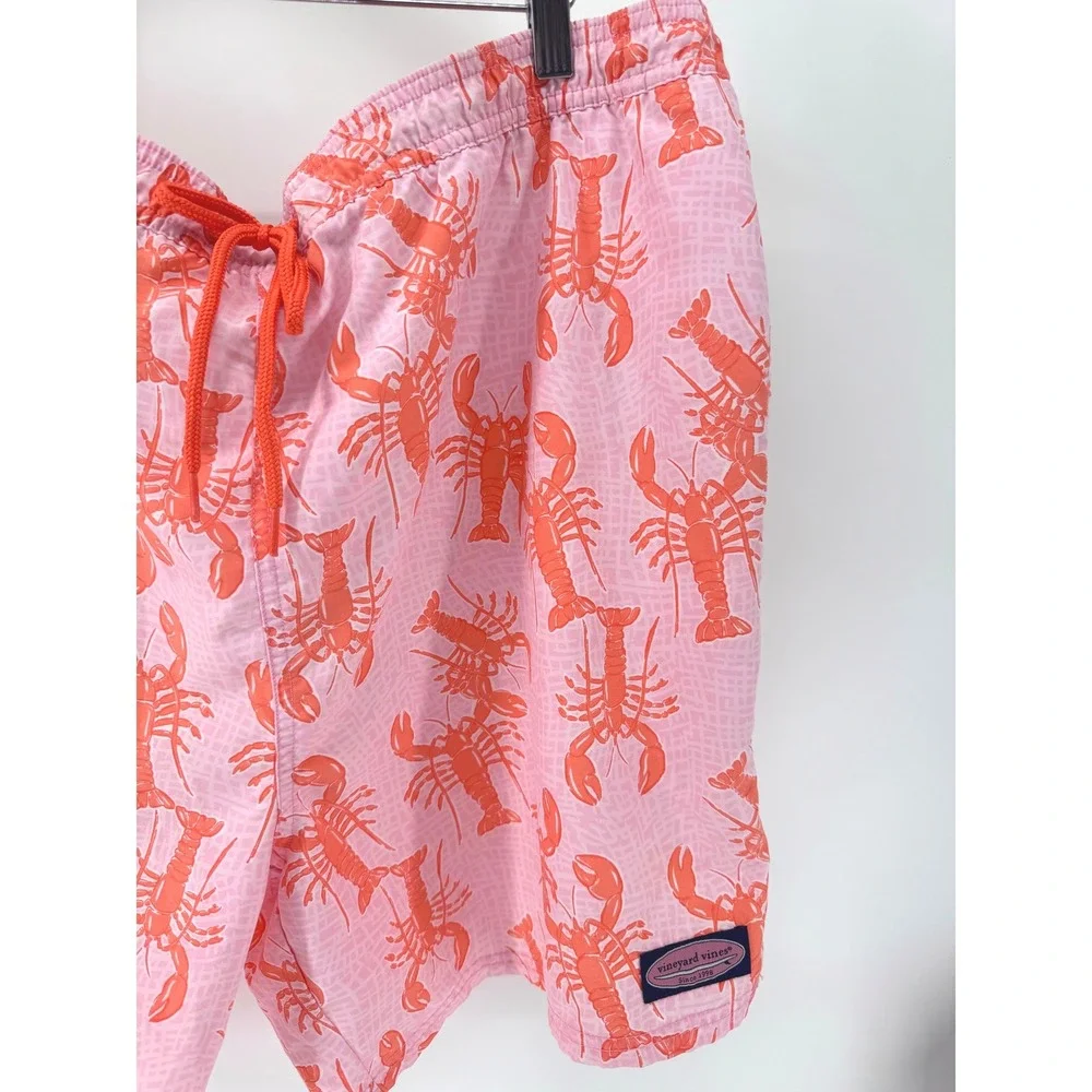 Vineyard Vines Swim Trunks Mens XXL‎ Pink Lobster Print Coastal Preppy Shorts