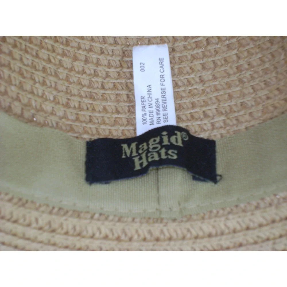Magid Hats Tan Straw Fedora Sun Hat with Nautical Rope Knot Detail‎ RN 90894